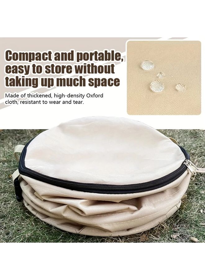 سلة قمامة قابلة للطي باللون الأسود، دلو نزهة وتخييم محمول مع غطاء، مصنوع من قماش أوكسفورد متين - Image 4